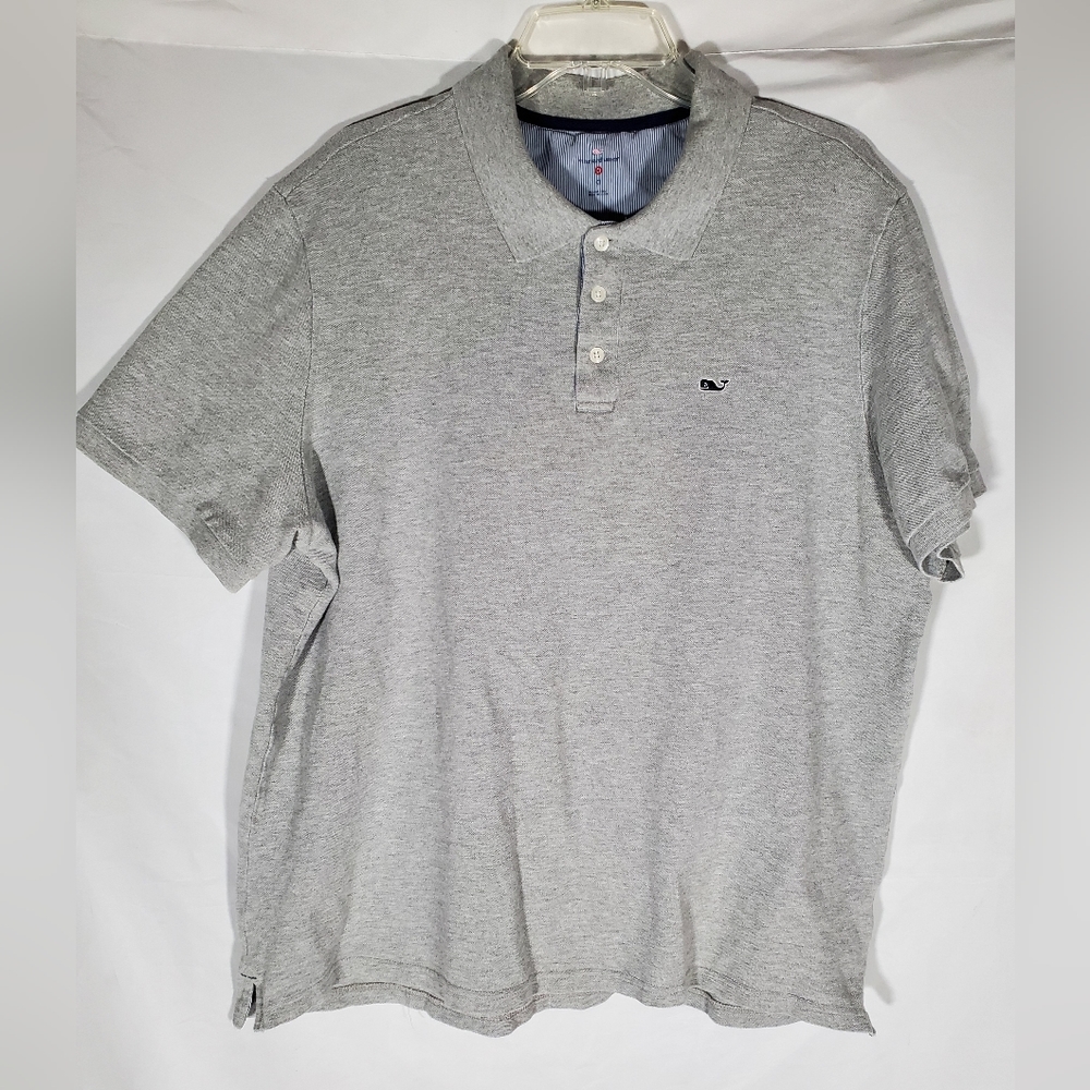 VINEYARD VINES GRAY POLO GOLF WHALE LOGO SHIRT SHORT SLEEVE SHIRT MENS XL
